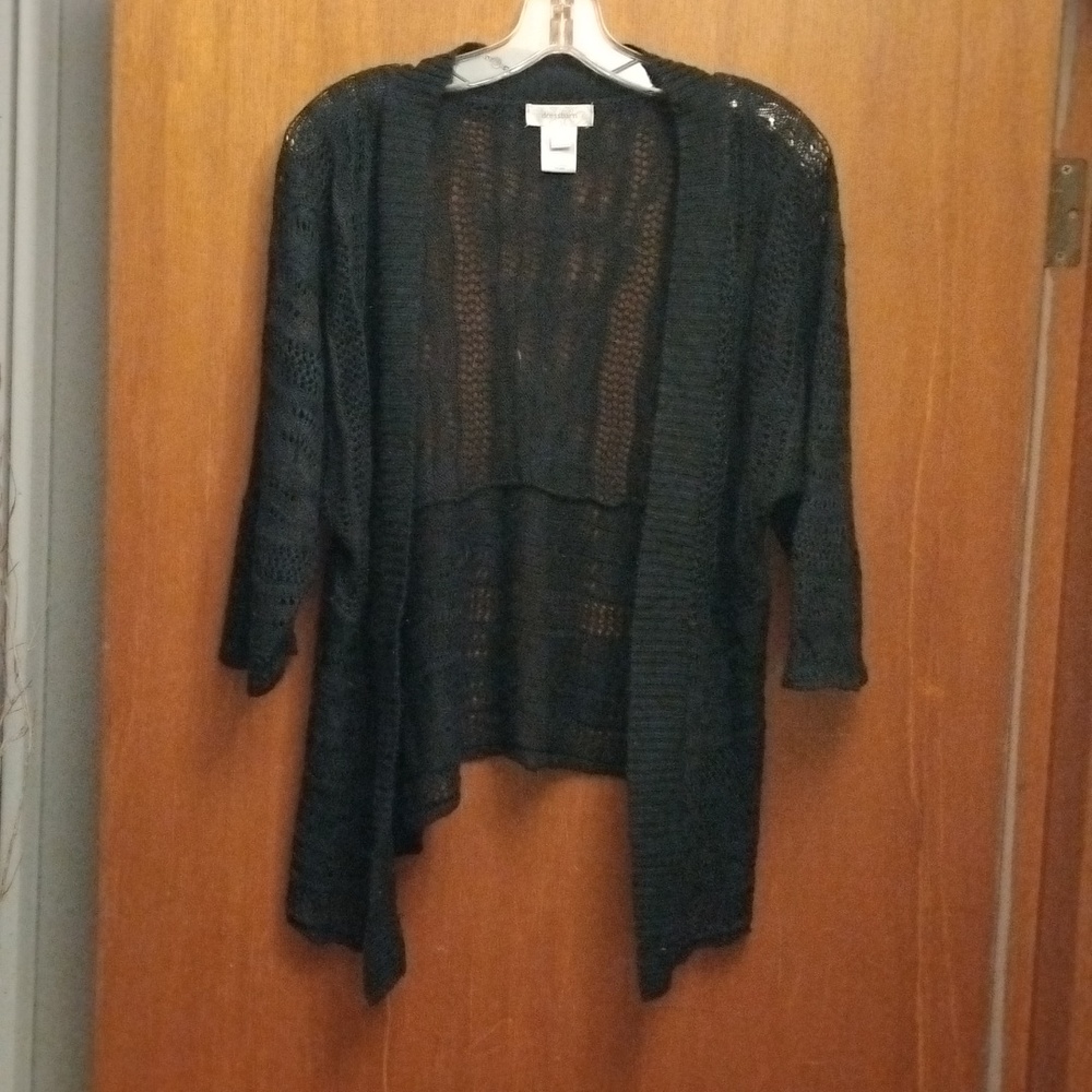 Dressbarn Black Open Cardigan Sweater Size Petite Medium